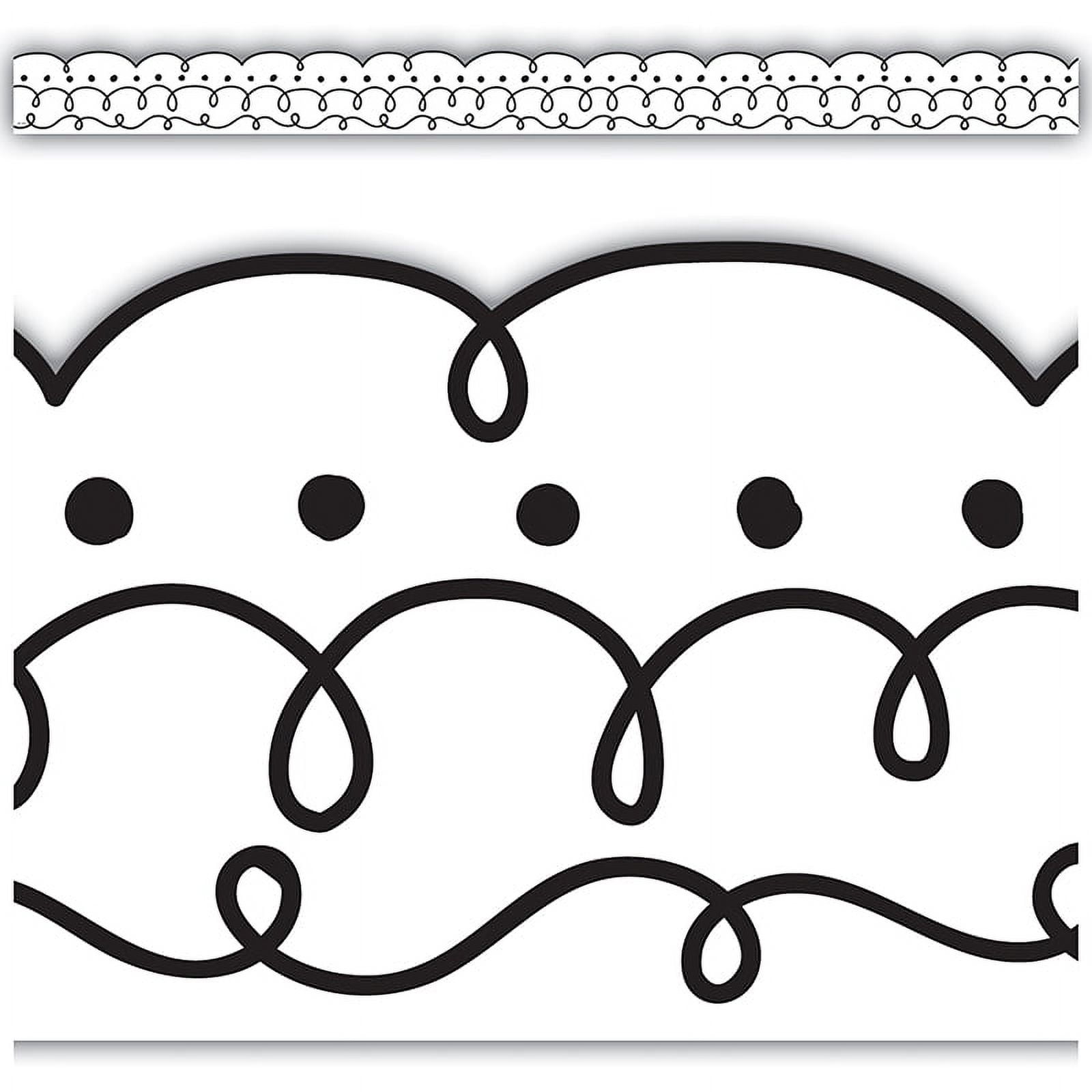  Teacher Created Resources White with Black Scalloped Die-Cut  Border Trim : Office Products