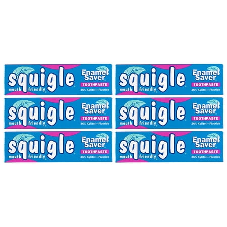 Squigle Enamel Saver Toothpaste (Helps Prevent Canker Sores, Perioral Dermatitis, Bad Breath, Chapped Lips. Soothes and Protects Dry Mouths) - 6 Pack