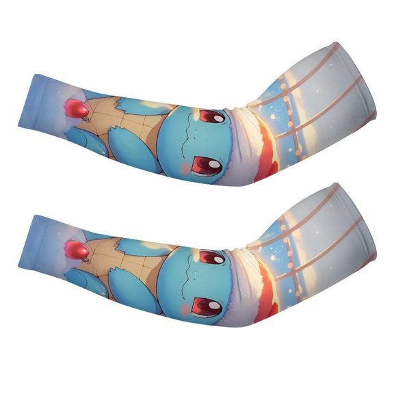 Squir-tle Arm Sleeve (Pack of 2) for Men & Women, Cooling Arm Sleeves Summer Sun Protection Arm Sleeves For Baseball Cycling Golf Running L