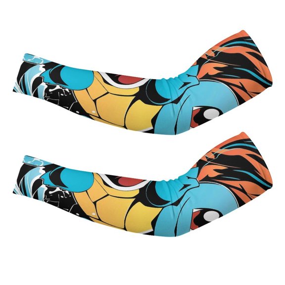 Squir-tle Arm Sleeve (Pack of 2) for Men & Women, Cooling Arm Sleeves Summer Sun Protection Arm Sleeves For Baseball Cycling Golf Running L