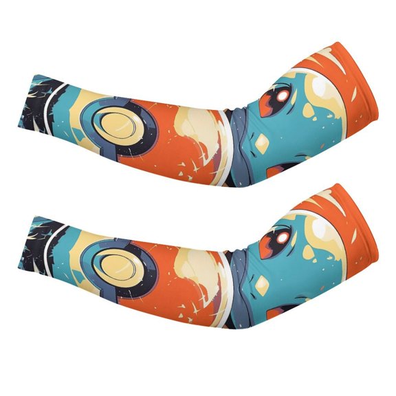 Squir-tle Arm Sleeve (Pack of 2) for Men & Women, Cooling Arm Sleeves Summer Sun Protection Arm Sleeves For Baseball Cycling Golf Running M