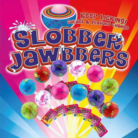Squire Boone Slobber Jawbbers Jawbreaker Pops with Gum Center, 1-3/4" - 12 Count Tray