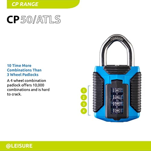 Cadenas Squire robuste (CP50) - Anse en acier la plus résistante - Cadenas à combinaison à 4