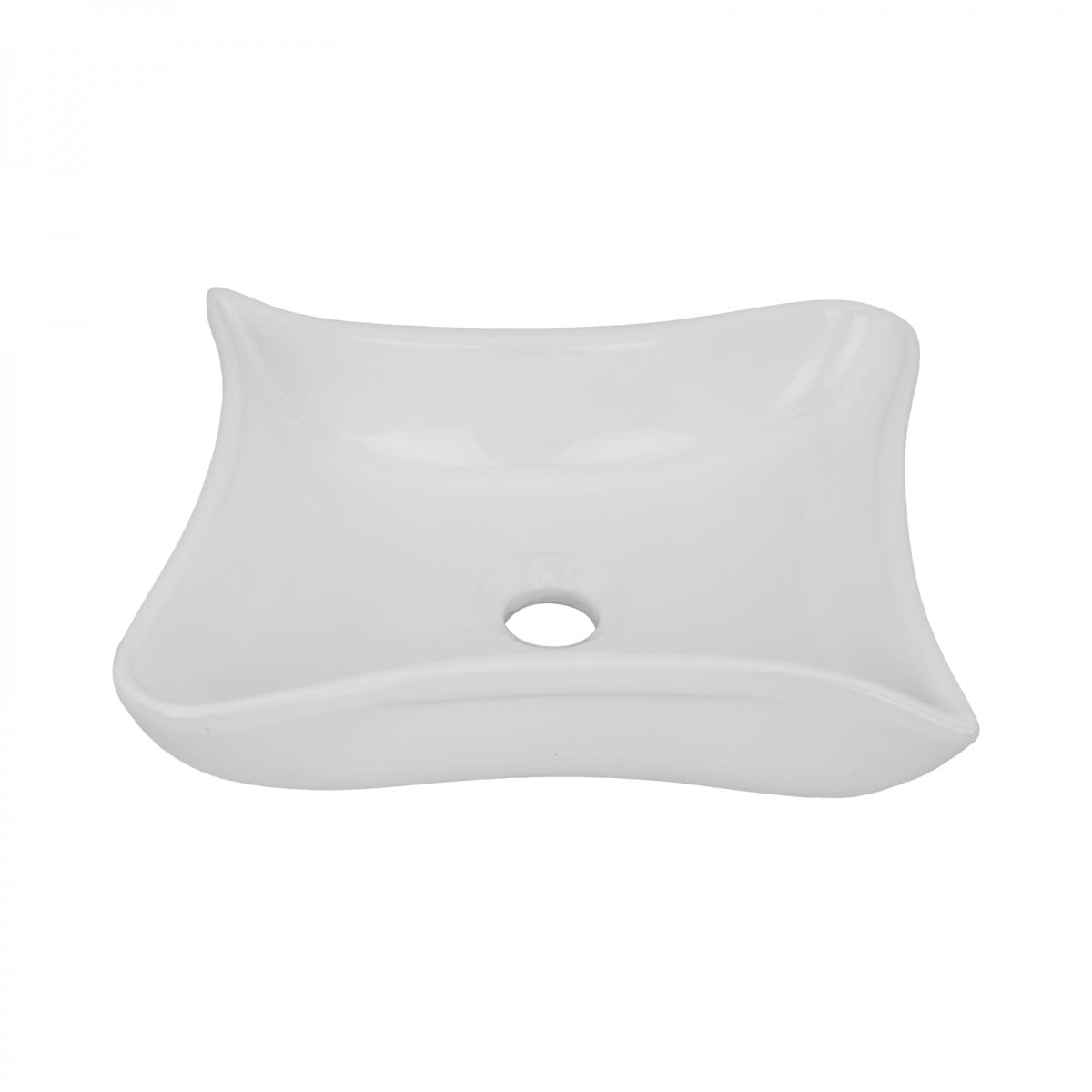 Squirly Bathroom Vessel Sink Vanity Counter Top 14.3" W White Ceramic Modern Sink Renovators Supply
