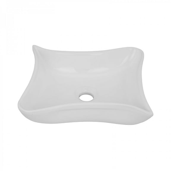 Squirly Bathroom Vessel Sink Vanity Counter Top 14.3" W White Ceramic Modern Sink Renovators Supply