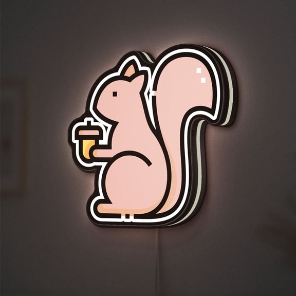 Squirrel & Acorn 3D Novelty Light Box for Fall Decor, Seasonal Decor, Ideal for Nature Lovers (Width 8 inch, 20cm)