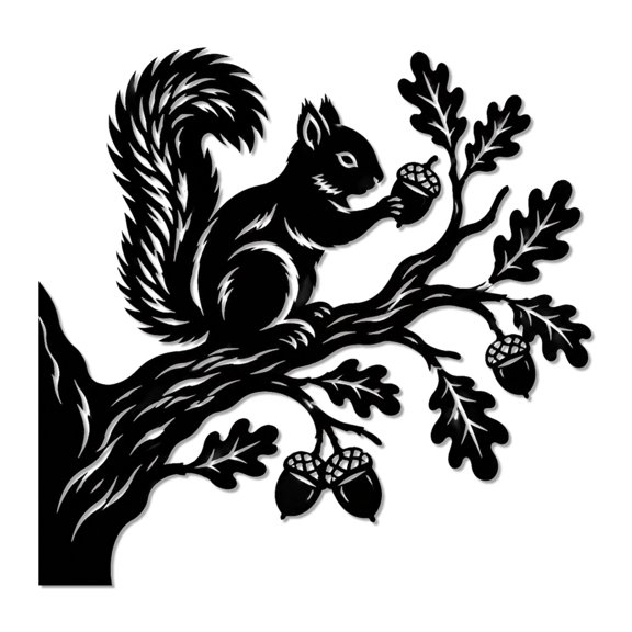 Squirrel with Acorns Metal Wall Art WallArt Decor Metal Outdoor Decor Metal Signs Rustic Farmhouse Artwork Cute Exquisite Home Decoration for Living Room Bedroom Kitchen Office