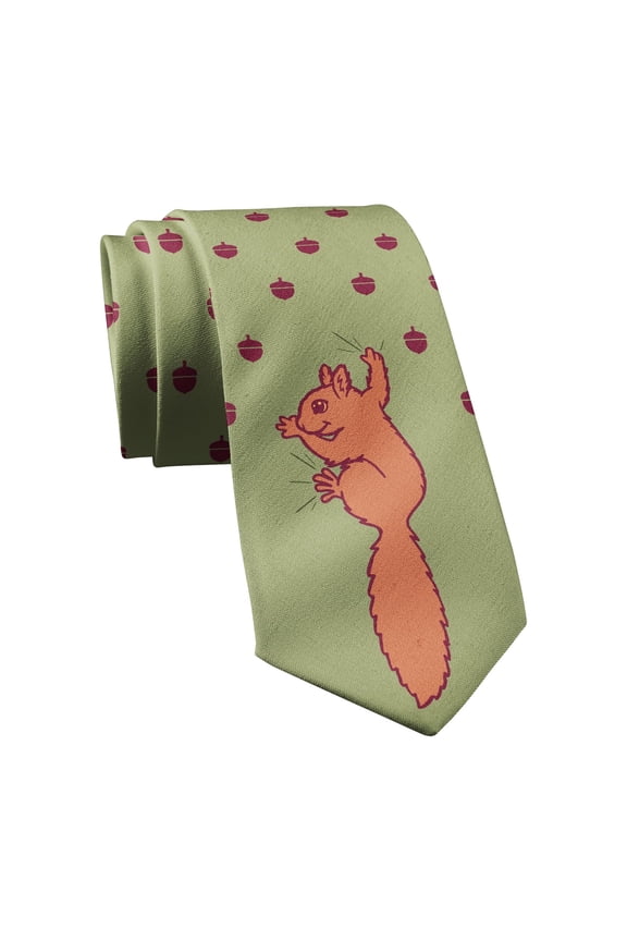 Squirrel Acorns Tie Funny Cute Sarcastic Graphic Novelty Necktie