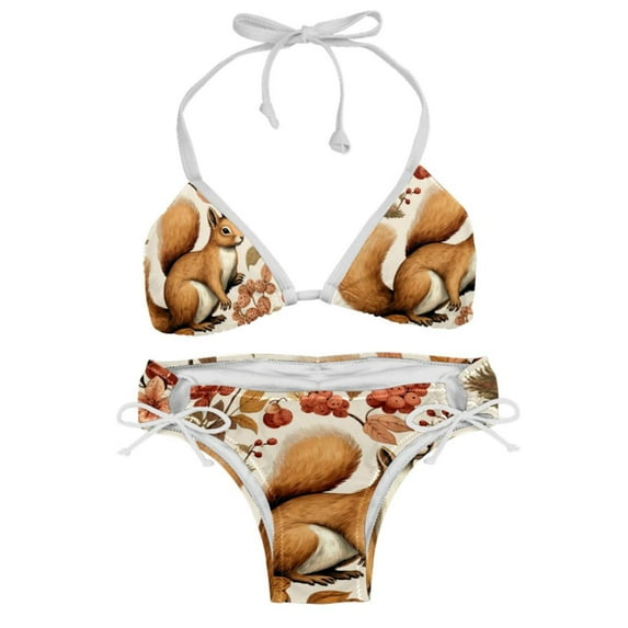 Squirrel Adjustable Strap Bikini Set with Detachable Sponge, Two-Pack - Ideal for Beach and Pool Parties