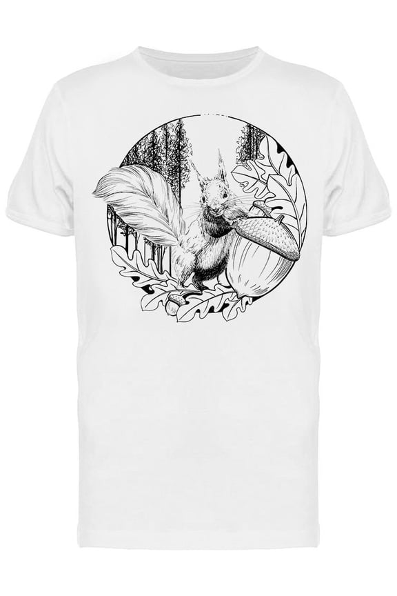 Squirrel And Landscape Sketch T-Shirt Men -Image by Shutterstock, Male Large