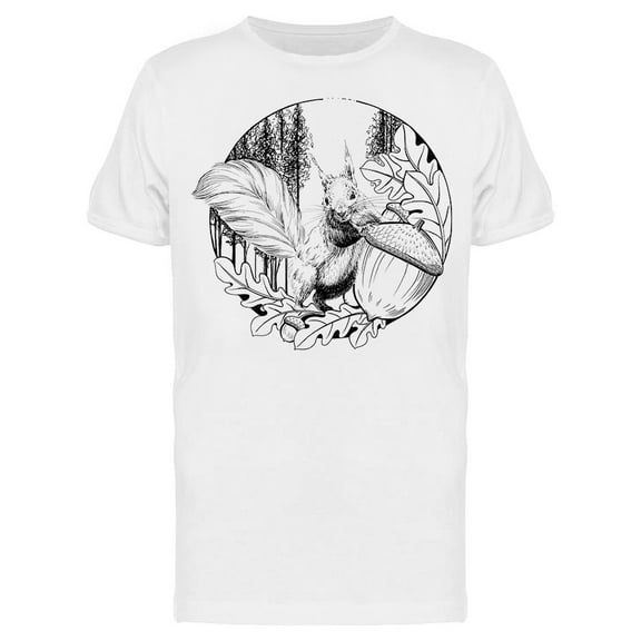 Squirrel And Landscape Sketch T-Shirt Men -Image by Shutterstock, Male x-Large
