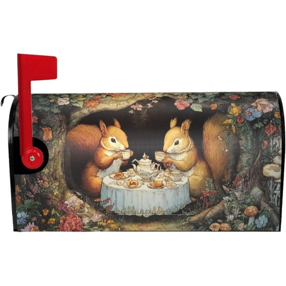 Squirrel Animal Mailbox Covers Magnetic Squirrel Mailbox Wraps Standard Size 21x18 Inch Post Letter Box Cover for Outdoor Garden Yard Decor