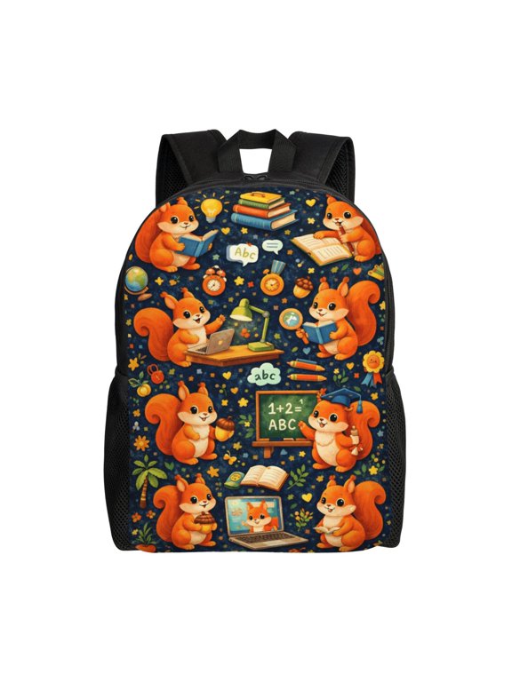 Squirrel Backpack Full Front Print Travel Laptop Bag for Men and Women