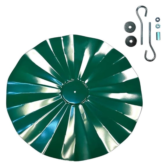 Squirrel Baffle, Hanging Disk Style - 22.5 Inch Green - Prevents Squirrels from Reaching Bird Feeders - Durable Steel Construction - Made in USA