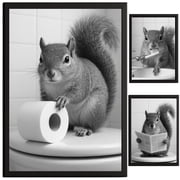 TheNameStore Squirrel Bathroom Decor Farmhouse Photo Picture 8.5 x 11 Wall Art Photo Picture Art Prints Set of 3