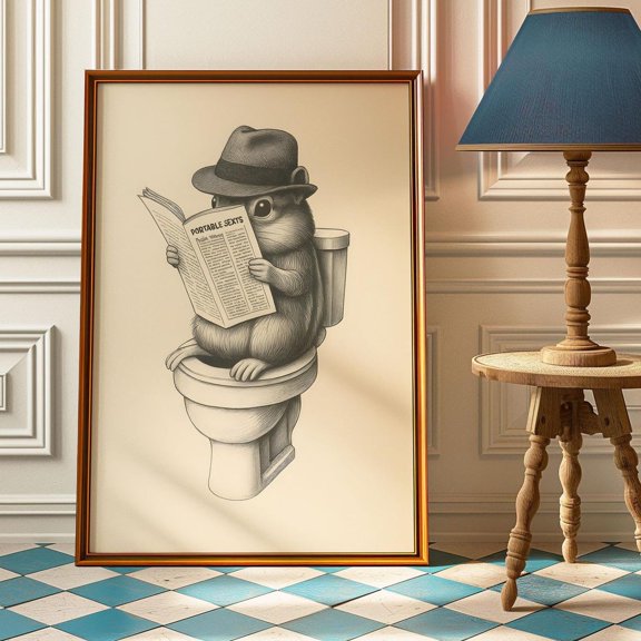 Squirrel Bathroom Poster Unframed Paper Print