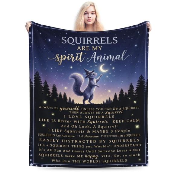 Squirrel Blanket, Cute Animal Design Flannel Throw Blanket, Soft Warm Cozy Blanket for Bedroom, Sofa, Couch, Home Decor, Gift for Squirrel Lovers 50x40