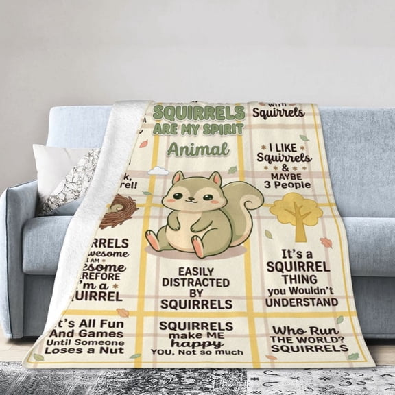 Squirrel Blanket - Cute Soft Flannel Fuzzy Cozy Throw Blanket for Bed Couch - Unique Room Decor Birthday Gifts for Women Men 50x40