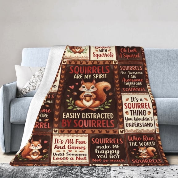 Squirrel Blanket - Cute Soft Flannel Fuzzy Cozy Throw Blanket for Bed Couch - Unique Room Decor Birthday Gifts for Women Men 50x40