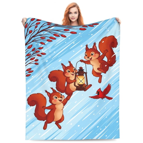 Squirrel Blanket, Cute Squirrel Throw Blanket, Soft Warm Cozy Flannel Blanket for Sofa Couch Bed, Home Decor 50x40