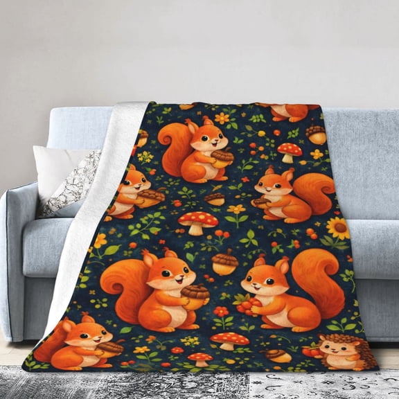 Squirrel Blanket Gift for Autumn Home Decor Perfect Gift for Her 50x40