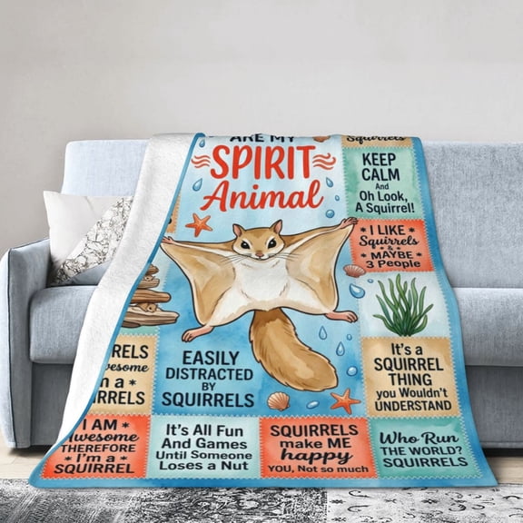 Squirrel Blanket, Soft Plush Cozy Throw, Unique Dorm Decor, Cute Squirrel Lovers Gifts for Women 50x40