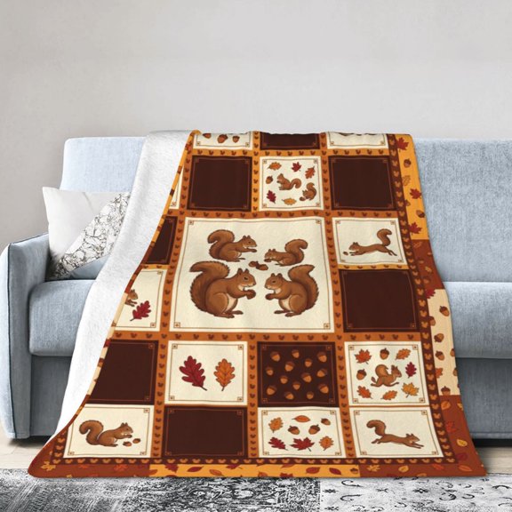 Squirrel Blanket, Super Warm Soft Plush Flannel Squirrel Design, Cozy Winter Gift for Women Adults, Home Decor 50x40