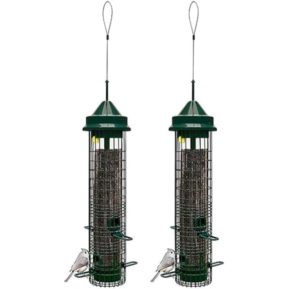 Squirrel Buster Classic 5.3"x5.3"x32" (w/hanger) Wild Bird Feeder with 4 Feeding Ports, 2.4lb Seed Capacity, 2 Pack$$Garden & Patio