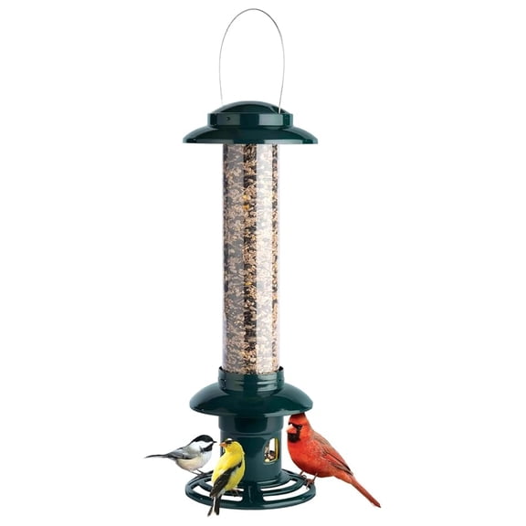 Squirrel Buster Evolution Truly Squirrel-Proof Feeder, Double Cardinal Ring, 1.9-Pound Seed Capacity, Green