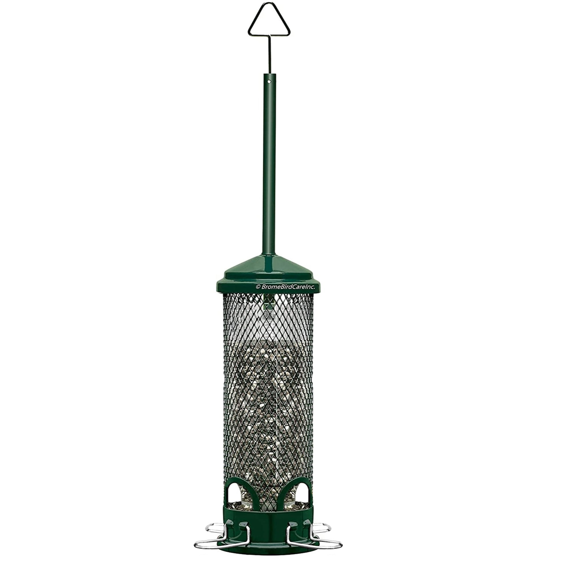Green Metal and Plastic Squirrel Resistant Hanging Tube Bird Feeder