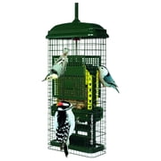 Squirrel Buster Suet Squirrel-Proof Suet Feeder with Two Suet Cake Trays, Two Crumb Ports, Mess-Free Suet Loading, Durable Green Design for Clinging
