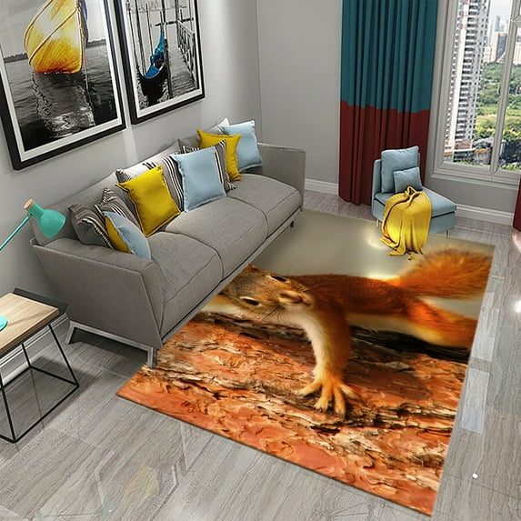 Squirrel Carpet for Living Room Bedroom Area Rugs Bathroom Non Slip Comfort Mat Floor Carpet Home r for Kids Festival Gifts