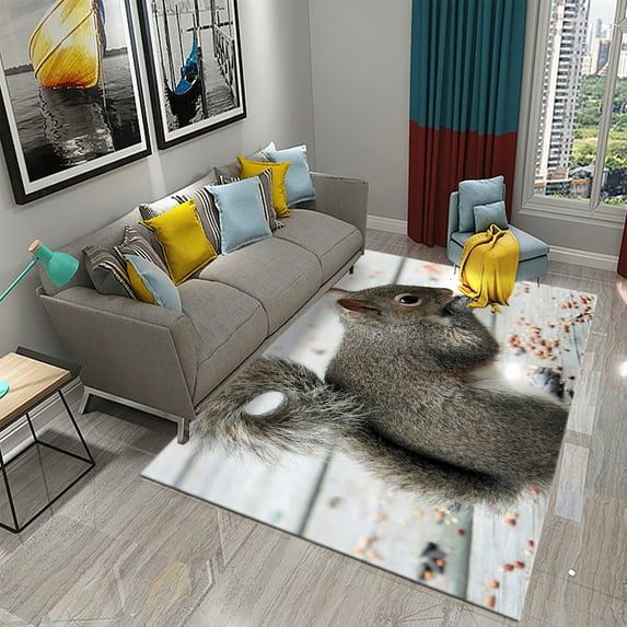 Squirrel Carpet for Living Room Bedroom Area Rugs Bathroom Non Slip Comfort Mat Floor Carpet Home r for Kids Festival Gifts