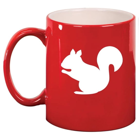 Squirrel Ceramic Coffee Mug Tea Cup Gift for Her, Him, Friend, Coworker, Wife, Husband (11oz Red)