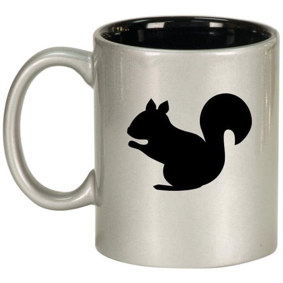 Squirrel Ceramic Coffee Mug Tea Cup Gift for Her, Him, Friend, Coworker, Wife, Husband (11oz Silver)