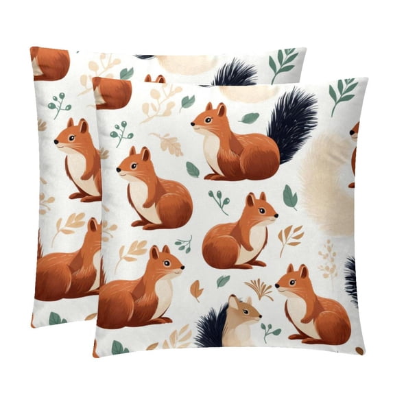 Squirrel Chair Pillow Covers Set of 2 Throw Pillow Decorative Pillows Velvet with Unique Patterns for Various Occasions - Available in 16x16, 18x18, and 20x20 Inches