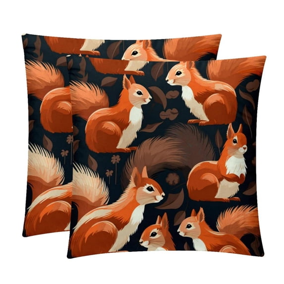 Squirrel Chair Pillow Covers Set with Unique Patterns for Bed and Throw Pillows - Sizes 16x16, 18x18, 20x20 Inches for Various Occasions - Set of 2 Items