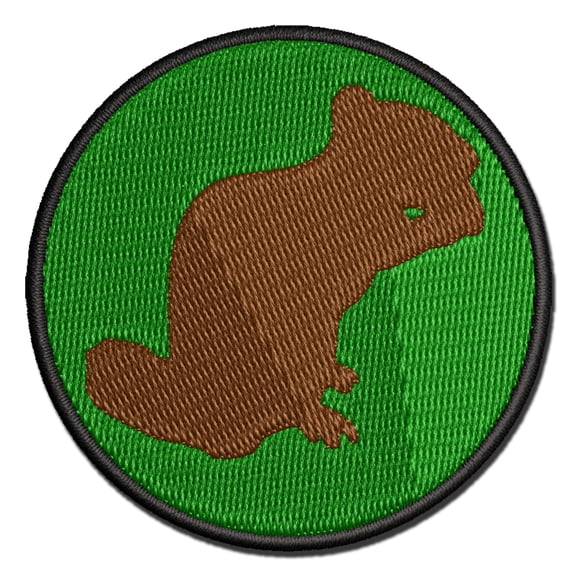 Squirrel Chipmunk Eating Solid Applique Multi-Color Embroidered Iron-On Patch - 3 Inch Medium