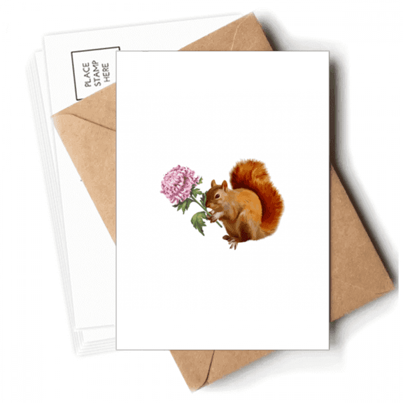 Squirrel Chrysanthemum Autumn Postcards Envelopes Blank Note Cards Mailing