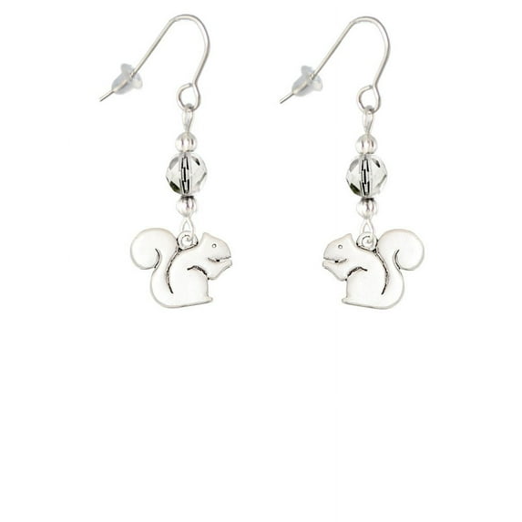 Squirrel Clear Bead French Earrings