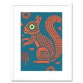 thumbnail image 1 of Squirrel Colour Block Modern Folk Art Linocut Artwork Framed Wall Art Print 9X7 Inch, 1 of 5