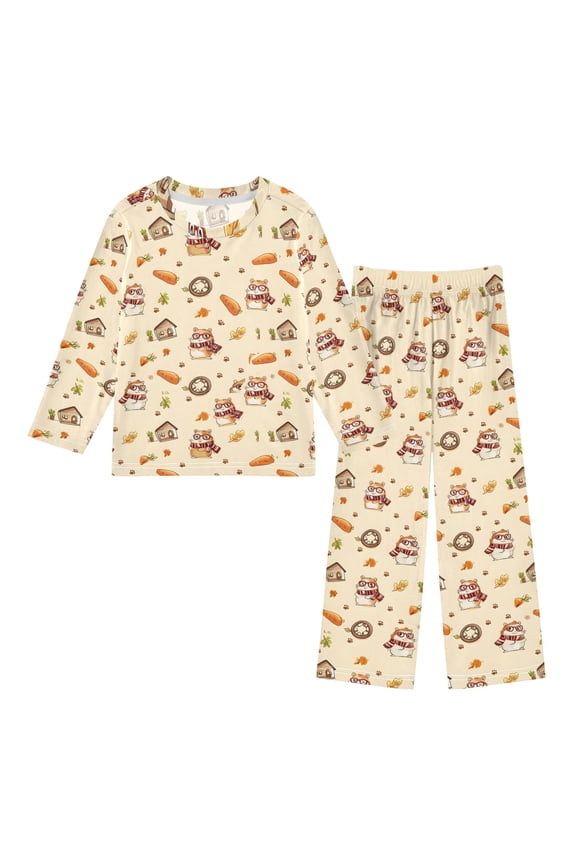 Squirrel Cozy Soft Long Sleeves Top and Pants 2 Piece Cool Pjs Pajamas Set Sleepwear Size 3-11Y