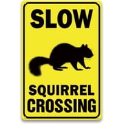 Squirrel Crossing Sign Outdoor - 8 x 12 Inch Aluminum Metal Slow Down Squirrel Sign for Rural Roads, Yard, Driveway, Farm, Outside Fence, Farmhouse Wall Decor, Gift for Squirrels Lover