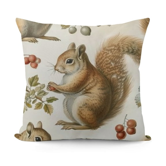 Squirrel Cushion Case Cute Squirrel Throw Pillow Coversfor Kids Nut Decorative Pillowcase Nutrue Animal Home Decor
