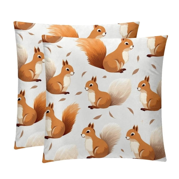 Squirrel Decorative Pillows Covers with Unique Patterns for Bed, Home Decor - Set of 2 Pillow Inserts - Available in 16x16, 18x18, 20x20 Inches for Various Occasions