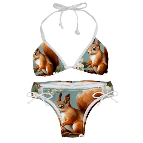 Squirrel Detachable Sponge Adjustable Strap Bikini Set Two-Pack Swim Suits - Ideal for Beach and Pool Scenes