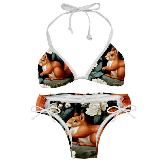 Squirrel Detachable Sponge Adjustable Strap Bikini Set Two-Pack Swim Suits - Ideal for Beach and Pool Scenes