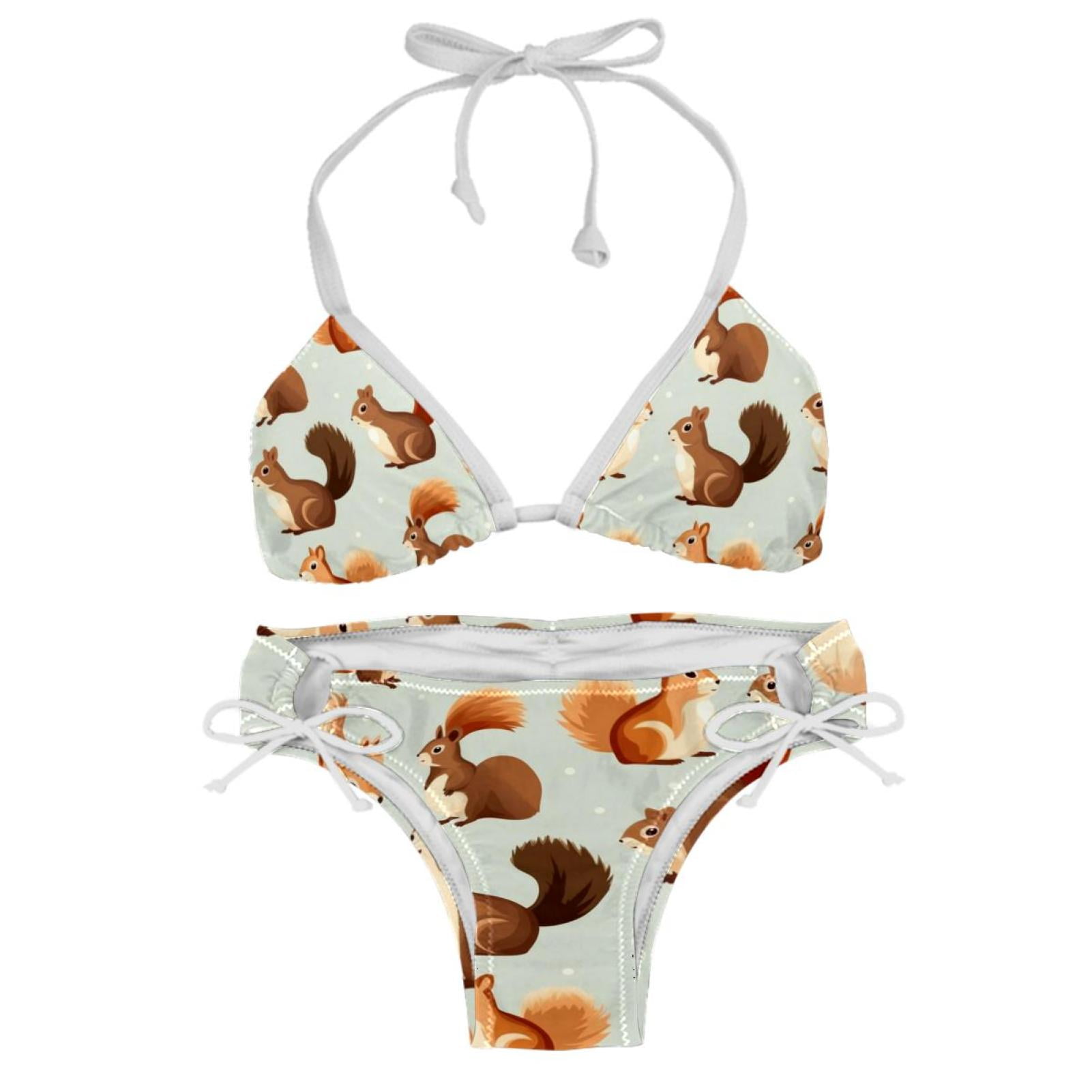 Squirrel Detachable Sponge Adjustable Strap Bikini Set TwoPack Swimsuit Swim Suits Swim Wear