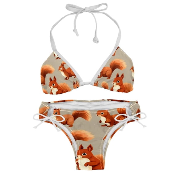 Squirrel Detachable Sponge Adjustable Strap Bikini Set Two-Pack Swimsuit Women Swim Suit