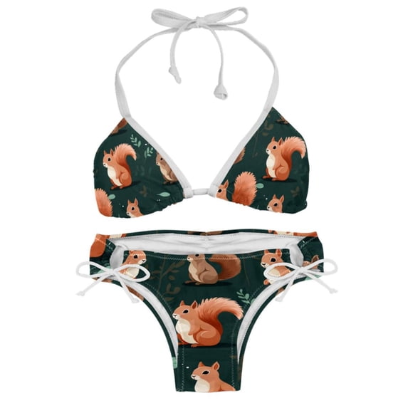 Squirrel Detachable Sponge Adjustable Strap Bikini Set Two-Pack Swimsuit Women Swimwear